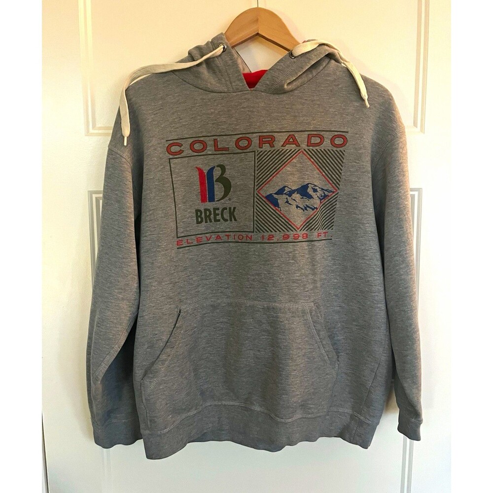 Ouray Breckenridge Colorado Hoodie Mens M Gray Pullover Sweatshirt Breck Resort